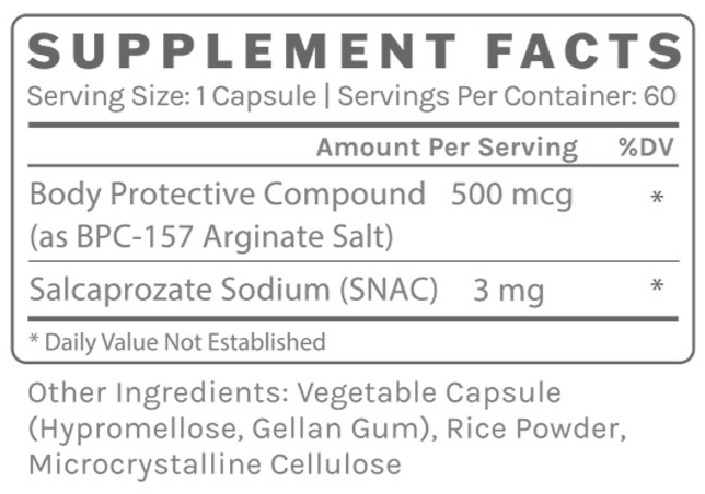 BPC-157 Delayed Pro - 500mcg (InfiniWell) supplement facts