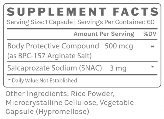BPC-157 Rapid Pro - 500mcg (InfiniWell) supplement facts