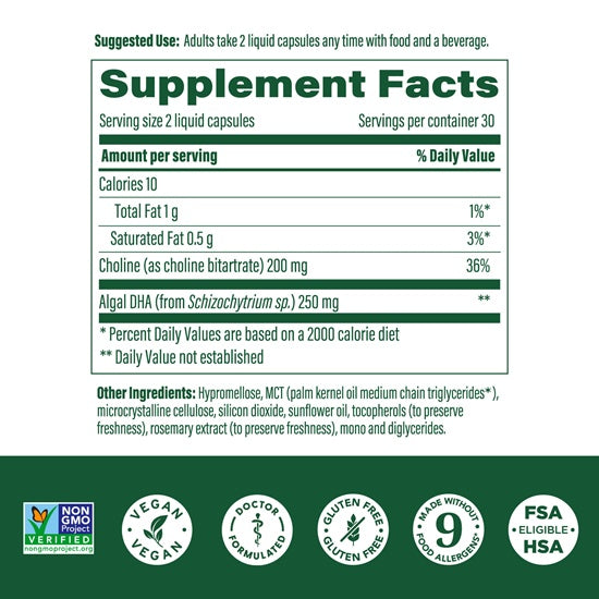 baby & me 2 prenatal dha & choline (megafood) supplement facts