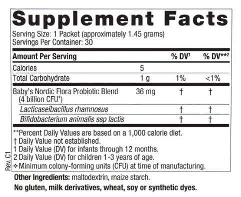 baby's probiotic powder packets (nordic naturals) supplement facts