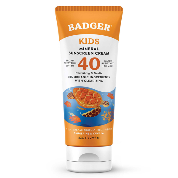 spf 40 kids clear zinc sunscreen cream badger