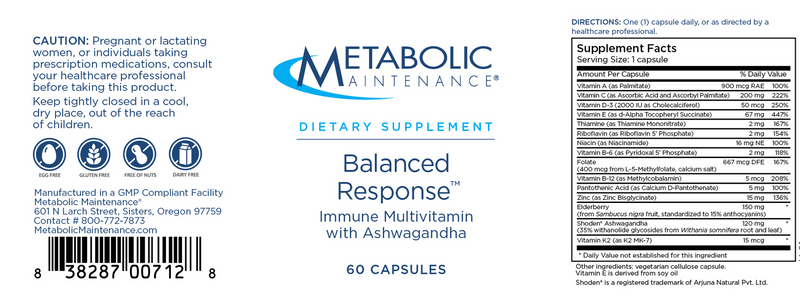 Balanced Response (Metabolic Maintenance) Label