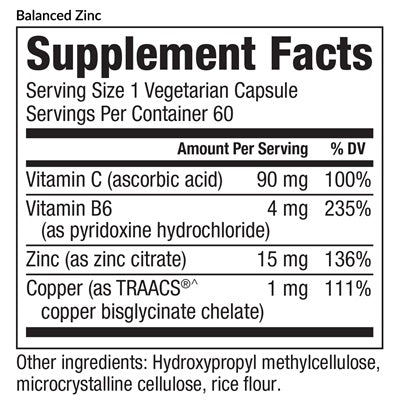 Balanced Zinc (EquiLife) supplement facts