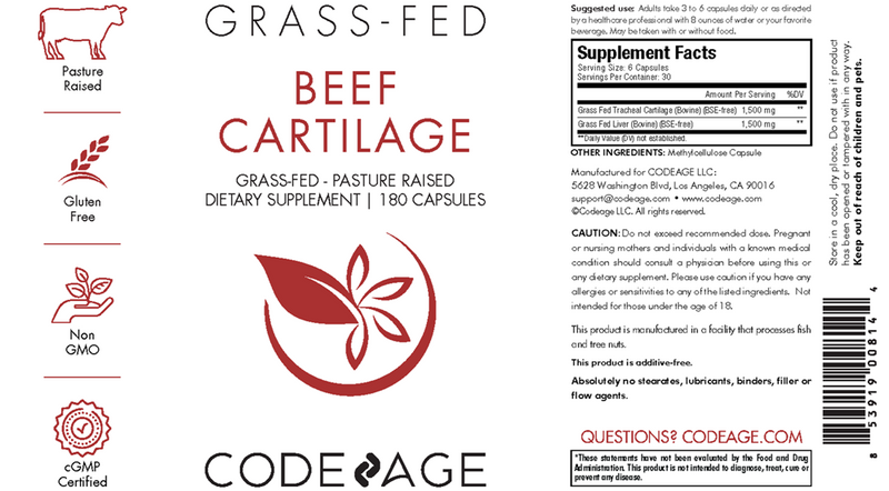 Beef Cartilage (Codeage) Label