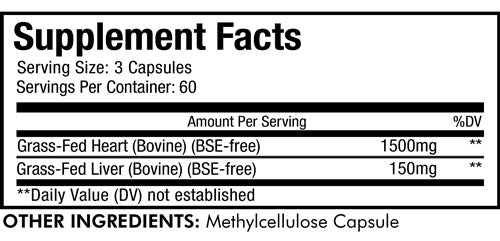 Beef Heart Supplement Facts Label