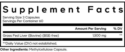 Beef Liver Supplement Facts Label