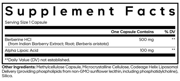 Berberine Phytosome+ Supplement Facts Label