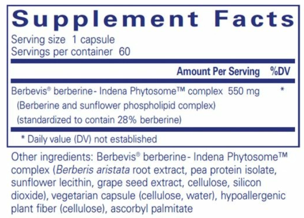 Berberine UltraSorb (Pure Encapsulations) supplement facts