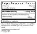 berberine 500 allergy research group supplement facts