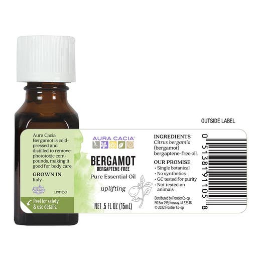 Bergamot BF Essential Oil Supplement Facts Label