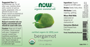 bergamot oil (now foods) label