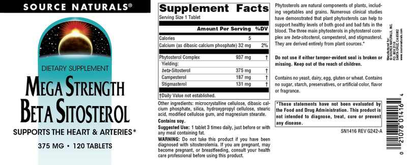 buy mega strength beta sitosterol source naturals