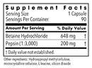 betaine hcl with pepsin (metabolic maintenance) supplement facts