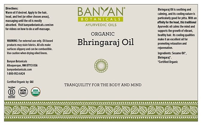 Bhringaraj Oil Organic 12oz (Banyan Botanicals) label