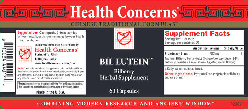 Bil Lutein (Health Concerns) Label