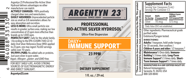 Bio-Active Silver Hydrosol 1 fl oz (Argentyn 23) label
