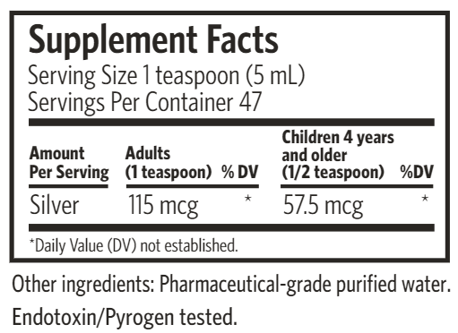 Bio-Active Silver Hydrosol 8 fl oz (no dropper) (Argentyn 23) supplement facts