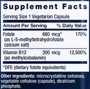 bioactive folate & vitamin b12 (life extension) supplement facts