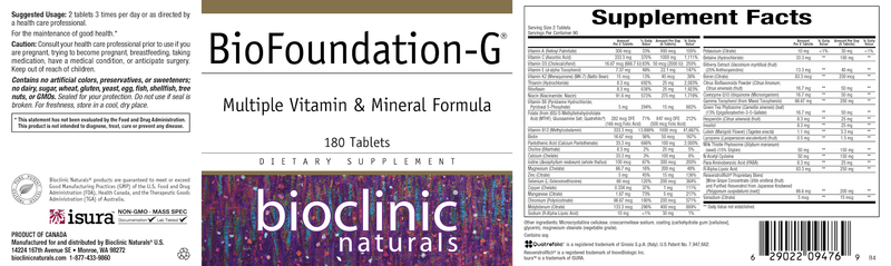 BioFoundation-G (Bioclinic Naturals) Label