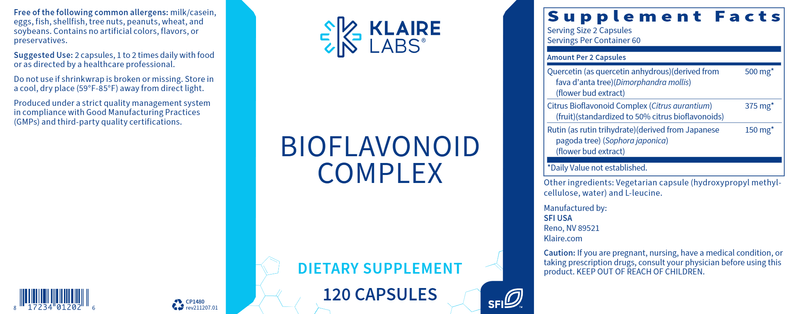 Bioflavonoid Complex w/ Quercetin (Klaire Labs) Label