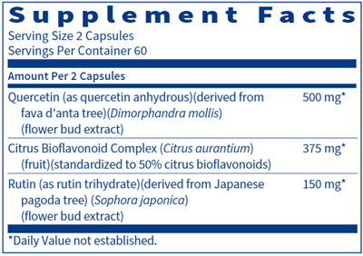 Bioflavonoid Complex w/ Quercetin (Klaire Labs) Supplement Facts