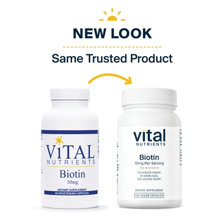 Biotin 10 mg 120 Capsules Vital Nutrients new look