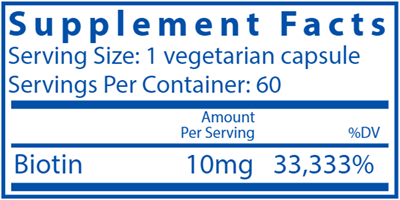 Biotin 10 mg (Vital Nutrients) Supplement Facts