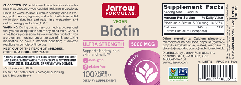 Biotin Jarrow Formulas label