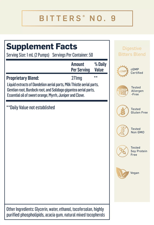 Bitters No. 9 Quicksilver Scientific supplement facts