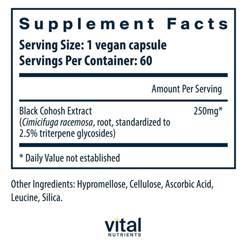 Black Cohosh Extract 250 mg Vital Nutrients supplements