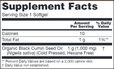 black cumin seed oil (now foods) supplement facts