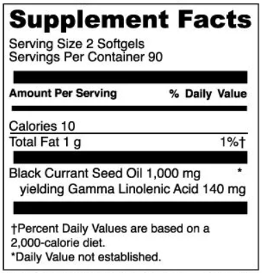 Black Currant Seed Oil 180 Softgels (DaVinci Labs) supplement facts