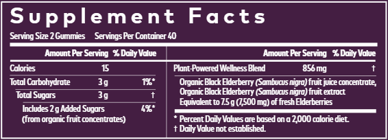 Black Elderberry Adult Daily 80ct Gaia Herbs supplement facts