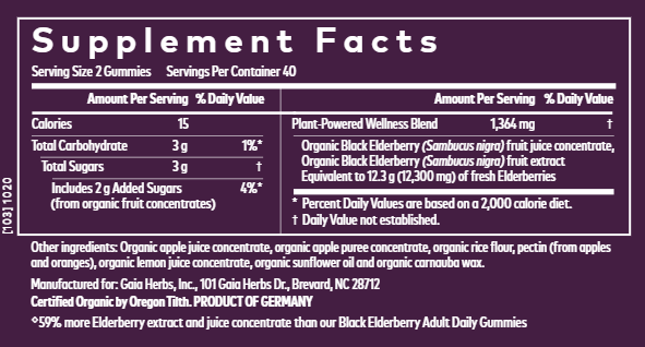 Black Elderberry Extra Strength (Gaia Herbs) supplement facts