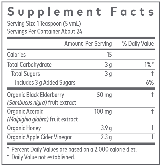 Black Elderberry Tonic Gaia Herbs supplement facts