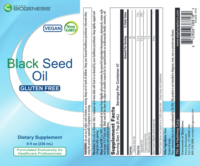 Black Seed Oil (Nutra Biogenesis) Label