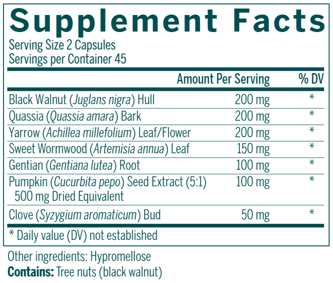 Black Walnut Capsules supplement facts Genestra