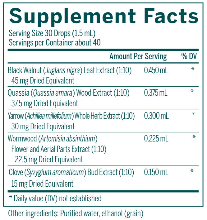 Black Walnut Combination 1 supplement facts Genestra