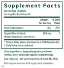 black cohosh gaia herbs pro supplement facts