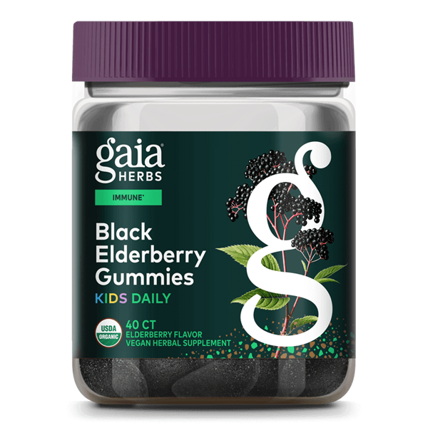 black elderberry kids daily gummies gaiakids | gaia herbs