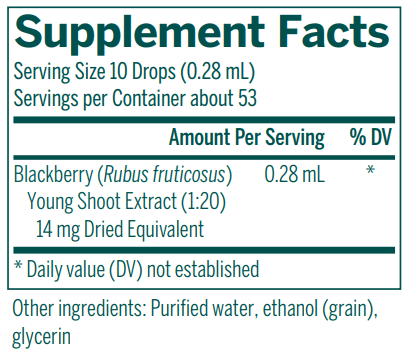 Blackberry Young Shoot supplement facts Genestra