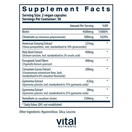 Blood Sugar Support Vital Nutrients supplements