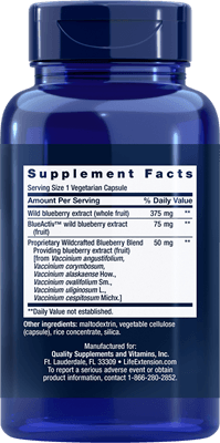 Blueberry Extract Capsules (Life Extension) Back