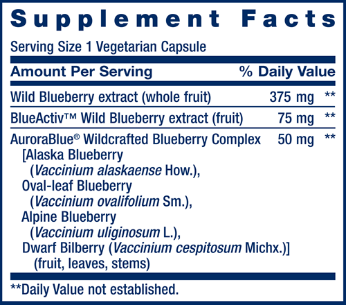 Blueberry Extract Capsules (Life Extension) Supplement Facts