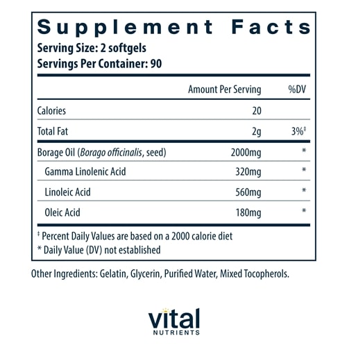 Borage Oil 1000 mg 180ct Vital Nutrients supplements