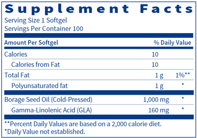 Borage Oil 1,000 mg (Klaire Labs) Supplement Facts