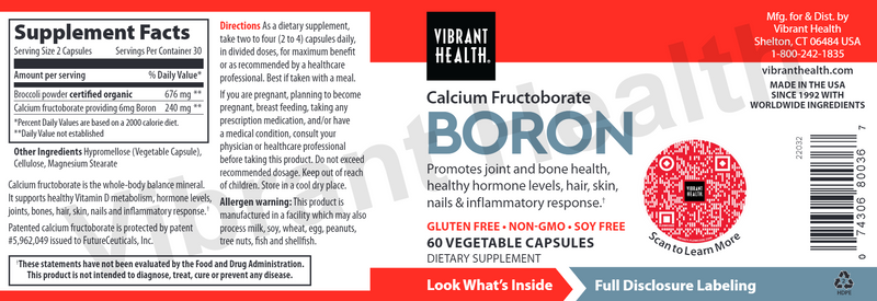 Boron Vibrant Health label