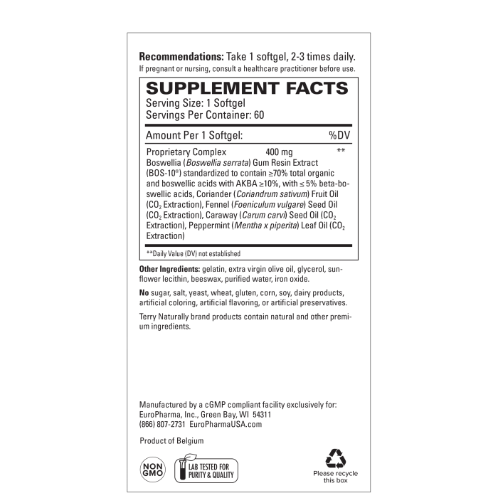 BosMed Intestinal Bowel Support Terry Naturally supplement facts