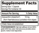brain basics ultra pure astaxanthin (brain bean) supplement facts