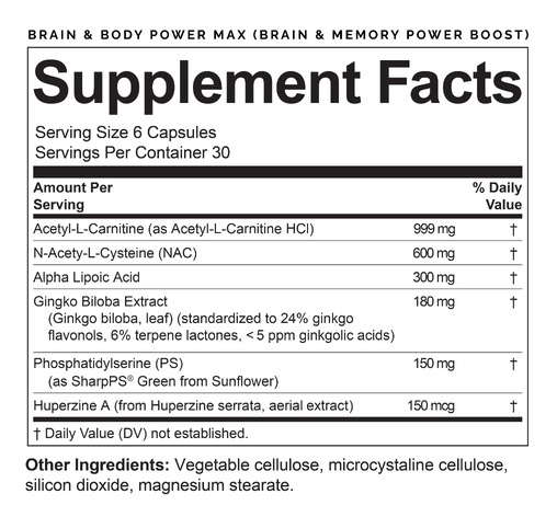brain & body power max brainmd supplement facts
